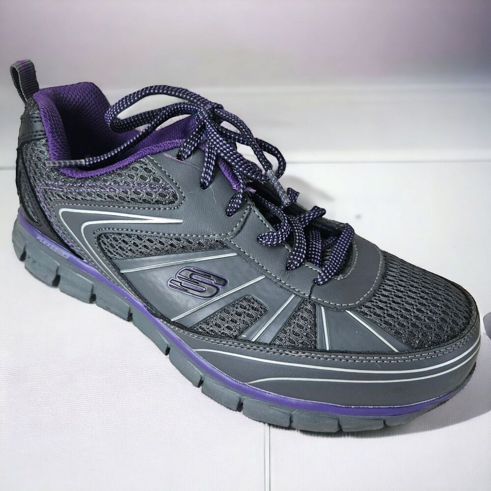 Skechers For Work Women's 9.5 Synergy Algonac Steel-Toe Shoe 77207 Black/Purple